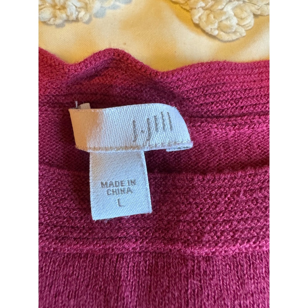 J. Jill Womens Berry Pink Long Sleeve Knit Crewneck Tunic Sweater Size L - Picture 2 of 5